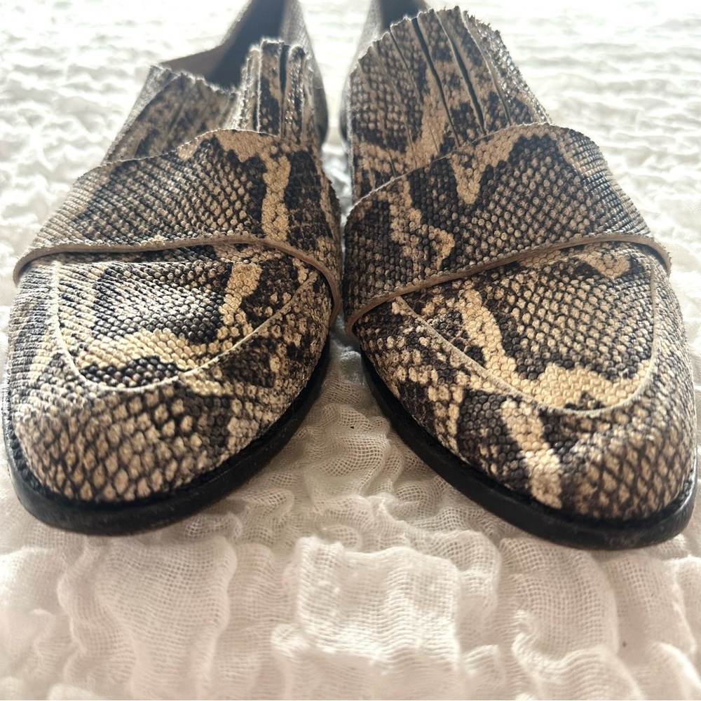 Loeffler Randall Snakeskin Leather Loafers Pointed Toe Flats 7.5 Designer - Picture 7 of 9